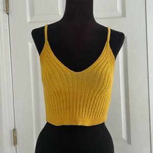 Forever 21 Yellow Knit Crotchet Crop Top
